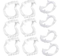 Dientes de vampiro para niños, 10 piezas de plástico de dientes de vampiro falsos para accesorios de fiesta de cosplay, disfraces de Halloween, accesorios de vampiro, regalos de fiesta