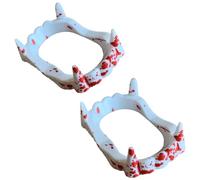 Dientes de vampiro para niños con sangre - Dientes de plástico blancos de miedo Halloween Monster Hombre Lobo Zombie Dientes para Drácula y vampiro Disfraces