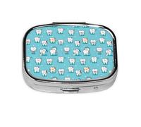 Dientes Dentales Azul, Pastillero cuadrado para bolsillo o monedero, pequeño contenedor de pastillas, organizador de pastillas de viaje