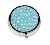 Dientes Dentales Azul, Pastillero, Pastillero redondo Pequeño contenedor de pastillas Organizador de pastillas de viaje