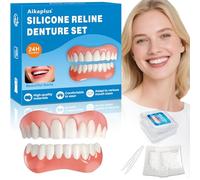 Dientes falsos moldeables, dientes de carillas para mujeres y hombres, juego de dentaduras postizas de silicona tanto para superior como inferior, dentaduras postizas temporales DIY en casa en