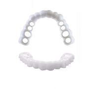 Dientes Flexibles Comfort Fit - Juego a juego, tono blanco brillante. ¡Arregle su sonrisa en casa en minutos! Funciona mejor en bocas de tamaño mediano a grande. (Upper and lower denture set1.0)