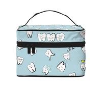 Dientes Patrón Diente Dental Dibujos Animados, Bolsa de Maquillaje Bolsa de cosméticos Bolsa de Aseo de Viaje portátil Estuche para lápices
