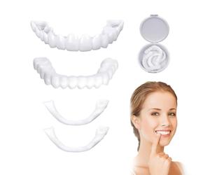 Dientes Postizos Temporales, 2 pares Dentaduras Postizas Instantáneas, Carillas Dentales, Dentadura Postiza Perfecta, Dentaduras Postizas Ajustables, Dientes Postizos, para Hombres Mujeres