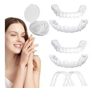 Dientes Postizos Temporales 2 Pares Prótesis Dental Cosmética, Dentadura De Silicona Carillas Dentales Ajustables, Kit Blanqueamiento Dientes Superior Y Inferior Para Sonrisa Perfecta