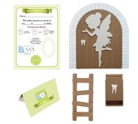 DientesMagicos® Hada de los dientes Puerta mágica + Caja para el Diente + Escalera + 4 certificados de Diente Limpio. Regalo Original para niño y niña. VERSION ITALIANA (MARRON CLARO)