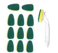 DierCosy Tools 12PCS Plato Varita con la manija Scrub Cepillo de Limpieza recargas de Repuesto Lavavajillas Esponja Cabezas de Herramienta Varita del Plato Cepillo de ratón del Fregadero de Cocina de