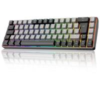 Dierya DK68 Kabellose Gaming Tastatur Deutsches Layout-QWERTZ,Bluetooth/2.4GHz/USB-C 68 Tasten RGB Beleuchtung Mechanische Tastatur,Clicky Blauer Switch,Schwarzgrau