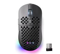 Dierya M1 Ratón de Juego Inalámbrico, Sensor Óptico 24 000 dpi, Ligero 90g, 6 Botones Programables, Iluminación RGB, Autonomía 180H, 2.4GHz/Bluetooth/USB-C Ratón Gamer, Negro