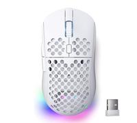 Dierya x TMKB M1 Ratón de Juego Inalámbrico, Sensor Óptico 24 000 dpi, Ligero 90g, 6 Botones Programables, Iluminación RGB, Autonomía 180H, 2.4GHz/Bluetooth/USB-C Ratón Gamer, Blanco