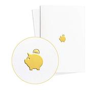 Diese Klappkarten Juego de 2 tarjetas de cumpleaños con hucha en relieve dorado, regalo de cumpleaños o aniversario, E03