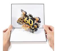 Diese Klappkarten Tarjeta 60 cumpleaños 3D - Tarjeta cumpleaños original Pop-Up con desplegable - Tarjeta felicitacion cumpleaños con sobre - Postal cumpleaños 60 años Pop Up - 50 x 20 cm