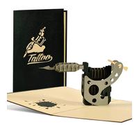Diese Klappkarten Tarjeta cumpleaños 3D Regalo de Tatuaje - Tarjeta cumpleaños original 15 x 20 cm con desplegable - Tarjeta con Vale para Tatuajes