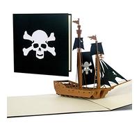 Diese Klappkarten Tarjeta de felicitación con barco pirata, tarjeta de invitación para cumpleaños infantiles, tarjeta de cumpleaños para niños, como recuerdo de la fiesta u obsequio, B15