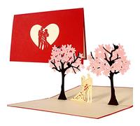 Diese-Klappkarten L10 Tarjeta de felicitación para bodas y parejas desplecable hecho a mano diseño en 3D, pareja bajo el árbol