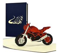 Diese Klappkarten Tarjeta Cumpleaños 3D - Tarjeta Dia del Padre Original 15 x 20 cm con Desplegable - Postal Felicitacion con Sobre - Viaje en Moto Regalo Carné de Motocicleta