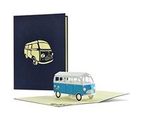 Tarjeta de felicitación con autobús, tarjeta de cumpleaños o cupón de viaje, regala un viaje corto, viaje de la ciudad, viaje de fin de semana o viaje de camping I 3D Pop Up Camper Van, H24
