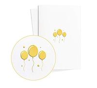 Diese-Klappkarten Tarjetas de cumpleaños elegantes con globos de felicitación en relieve dorado (juego de 2) en papel texturizado, como tarjeta de cumpleaños u otras ocasiones exclusivas, E01