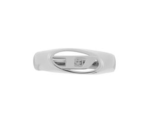 Diesel Anillo ovalado de acero inoxidable con logotipo D para hombre, color plateado, DX15870406.5, Acero inoxidable, Sin piedras preciosas
