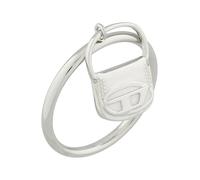 Diesel Anillo ovalado de acero inoxidable con logotipo D para hombre, color plateado, DX16190405.5