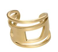 Diesel Anillo unisex ovalado con logotipo D, acero inoxidable, color dorado, DX15697105, Acero inoxidable, Sin piedras preciosas, Tono Oro