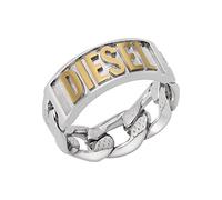 Diesel Anillos de acero inoxidable para hombre, Gris claro y tono dorado, 9