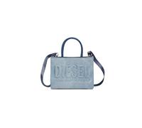 Diesel Bolso de mano de mezclilla claro para mujer con logotipo UNI, Medium Blue Denim, Borsa mini a mano 12x17,5x6 cm primavera estate