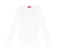 Diesel - Camiseta entallada de canalé con Oval D metálico - Tops - Mujer - Blanco - M -