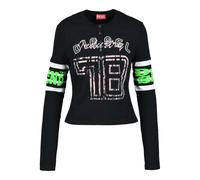 Diesel - Camiseta Serafino de Algodón y Elastano - Tops - Mujer - Negro - M -