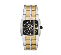 Diesel Cliffhanger Reloj para hombre, Movimiento de cuarzo a tres agujas con correa de silicona, acero inoxidable o piel, Plateado y dorado, 36 mm