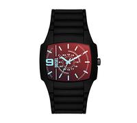 Diesel Cliffhanger Reloj para hombre, Movimiento de cuarzo a tres agujas con correa de silicona, acero inoxidable o piel, Negro y rojo, 45 mm