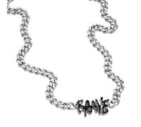 Diesel Collar de cadena para hombre en acero inoxidable bicolor con cierre de langosta, Gris Pizarra Claro
