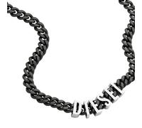 Diesel Collar de cadena para hombre en acero inoxidable bicolor con cierre de langosta, Negro jett