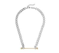 Diesel Collar de cadena para hombre en acero inoxidable bicolor con cierre de langosta, Plata Metalizado