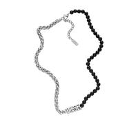 Diesel Cadena unisex con cuentas de ágata negra, DX1543040, talla única, Acero inoxidable, No es una piedra preciosa