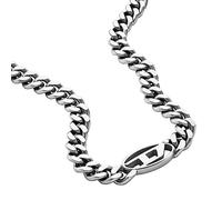 Diesel Collar de cadena para hombre en acero inoxidable con cierre de langosta, Plata Ártico Metalizado