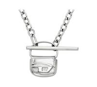 Diesel Collar de hombre de acero inoxidable con cierre basculante, Gris Plata