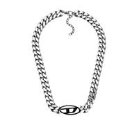 Diesel Collar ovalado de acero inoxidable en dos tonos con logotipo D para hombre, DX1635931