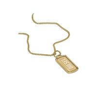 Diesel Collar para hombre de acero inoxidable con cierre de langosta y placa de identificación, Tono Oro Mate