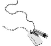 Diesel Collar Para Hombres Doble Colgante, 50Cm+5Cm Plata Collar De Acero Inoxidable, DX1156040