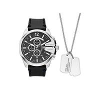 Diesel Conjunto con un Reloj Mega Chief Piel Negra con cronógrafo y una Cadena DZ4559