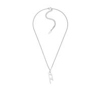 Diesel D Logo DX1625040 - Collar de acero inoxidable plateado para hombre