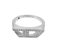 Diesel D Logo DX16290409 - Anillo de acero inoxidable plateado para hombre