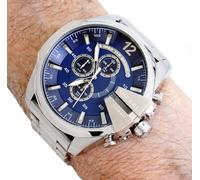 Diesel DZ4417 Mega Chief Reloj de Hombres Reloj Analógico IP Plata Nuevo