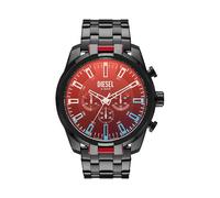 Diesel Reloj SPLIT para Hombre, Movimiento cronógrafo de cuarzo con correa de silicona, acero inoxidable o piel, 51 mm, Gris oscuro y espectro