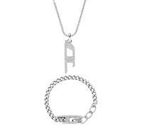 Diesel Hombre Collar y Pulsera D Logo en Acero Inoxidable Plateado, Set