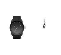 Diesel Hombre Double Down S44 Negro Silicona Reloj y Acero Inoxidable Pendientes, Set