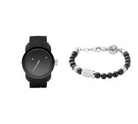 Diesel Hombre Double Down S44 Negro Silicona Reloj y Acero Inoxidable Pulsera, Set