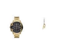 Diesel Hombre Griffed Dorado Acero Inoxidable Reloj y Pendientes, Set
