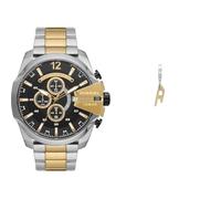 Diesel Hombre Mega Chief Bicolor Acero Inoxidable Reloj y Dorado Pendientes, Set